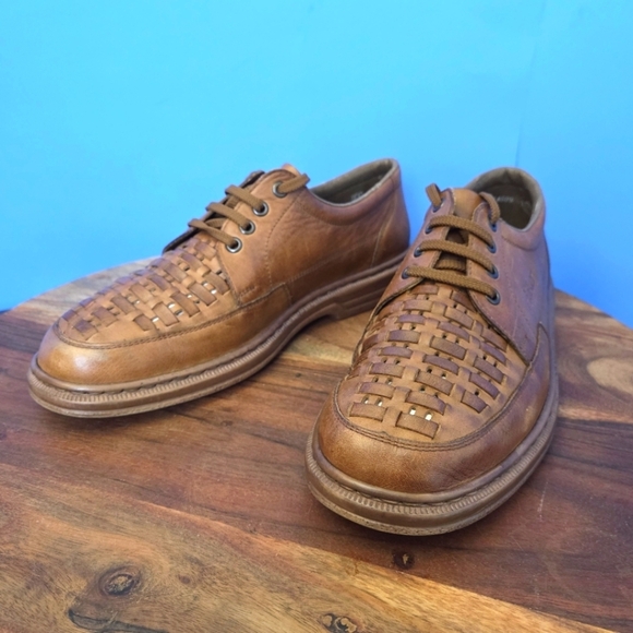 Rieker Antistress Woven Leather Oxford Shoe Caramel Brown Men's US 10 (EU43) - Picture 2 of 11